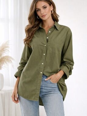 H&M Olive Green Long-Sleeve Button-Down Shirt